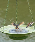 Solar Powered Hanging Bird Bath Fountain With Metal Bowl Bubbler For Outdoor Gardens And Patio Decor 30 Inch High Bird Water Feature Sun Driven Water Sprayer That Attracts Birds And Adds Yard Vibes with birds splashing