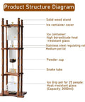 Product structure diagram of Premium Wood Base And Glass Ice Drip Cold Brew Coffee Maker With Adjustable Stainless Steel Valve.
