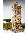 Wooden Mechanical Archballista Tower Puzzle Kit Build Your Own Dope 3D Ballista and Tower Construction Set With Moving Firing Mechanism Durable Natural Wood STEM Toy For Curious Minds, wooden tower model