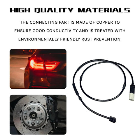 BMW brake pad wear sensor wiring harness with plug, black induction cable for front/rear use.