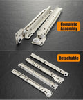 Complete set of Heavy Duty Drawer Slide Rail 2-Section Telescopic Guide with 35kg load capacity and detachable components