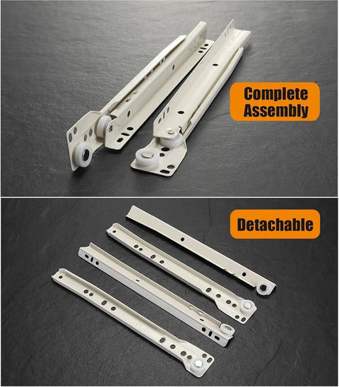 Complete set of Heavy Duty Drawer Slide Rail 2-Section Telescopic Guide with 35kg load capacity and detachable components