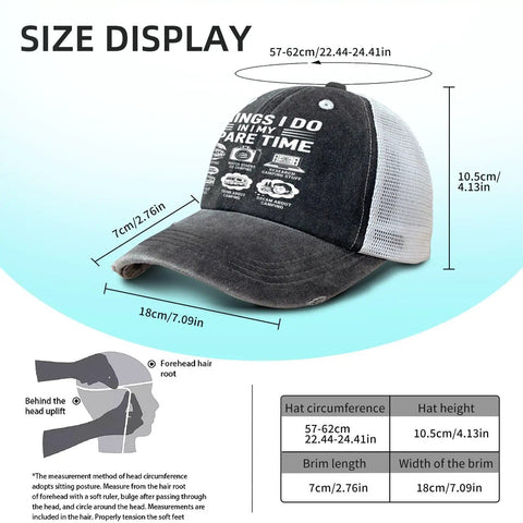 Funny RV Traveler Hat For Women With Caravanning Sayings Perfect Gift For Road Trippers And Campers, size dimensions displayed