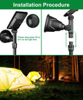 Installation guide for 600 Lumen Solar Outdoor Lights Waterproof Landscape Spotlights Solar Powered Walkway Pathway Garden Lights