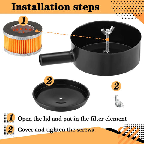 Installation steps for Two Half Inch Thread Air Compressor Silencers With Six Intake Filter Elements To Keep Noise Down Replacement Parts