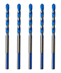 Front view of PDETVEO 5-piece solid carbide drill bit set, 15/64 inch, blue-coated masonry bits