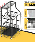 Beefy Garage Organizer With Wheels Large Capacity Garden Tool Storage Rack Heavy Duty Steel Outdoor Shed Organizer Five Tier