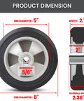 Solid Run Flat Replacement Tire 8 Inch By 2 Inch With Five Eighth Inch Axle And 2 Inch Offset Hub dimensions diagram