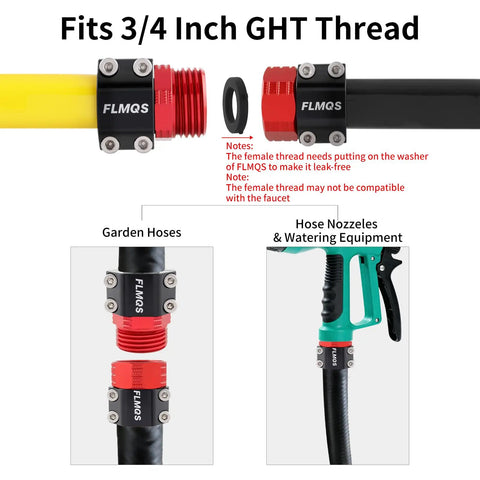 Garden Hose Repair Kit With Aluminum Connectors Fits Three Quarter Inch And Five Eighth Inch Hoses Includes Male And Female Adapters Clamps Washers And Screws Great DIY Yard Hack For Leaky Hoses