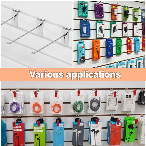 8 Inch Heavy Duty Slatwall Hooks Silver 96 Pack For Retail Displays And Tool Organization With Angled 45 Degree Tip