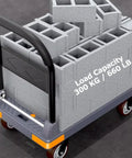 Heavy Duty Four Wheel Platform Cart With 360 Degree Maneuverability And 660 Pound Capacity For Safe Transport Of Luggage And Packages Foldable Hand Truck With Anti Slip Deck For Stable Heavy Load Haul, loaded with cinder blocks
