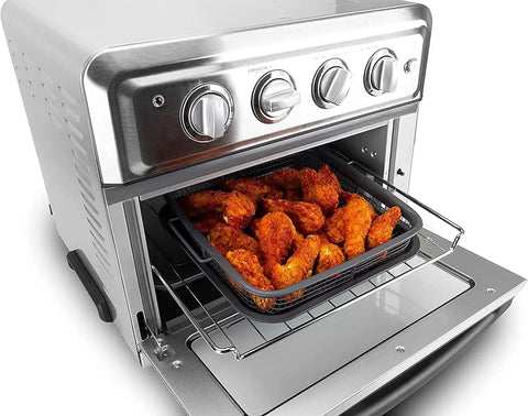 Crisping Basket And Tray Set For Air Fryers With Nonstick Coating, Even Cooking And Grease Catcher, 9 By 10 Inch Two Piece Gray in oven