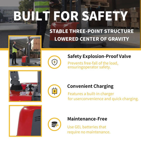Heavy Duty Electric Pallet Stacker Delivering 3300 Lbs Capacity And 118 Inch Lift Height For Tight Warehouses With Safety Features