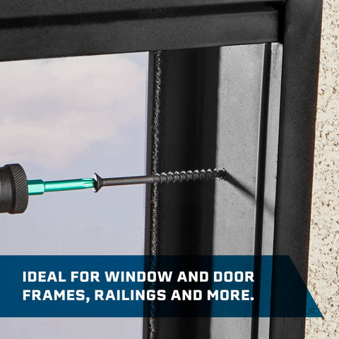 1/4-Inch By 1-1/4-Inch Black Hex Head Concrete Anchors, 75 Pcs, Climaseal Coating, used for window frame installation.