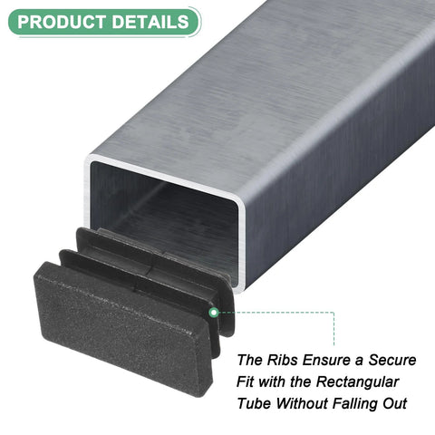 20 Pack One Half Inch Rectangular Tubing End Caps Plastic End Plugs for securing chair legs, bar stools, and fitness equipment.