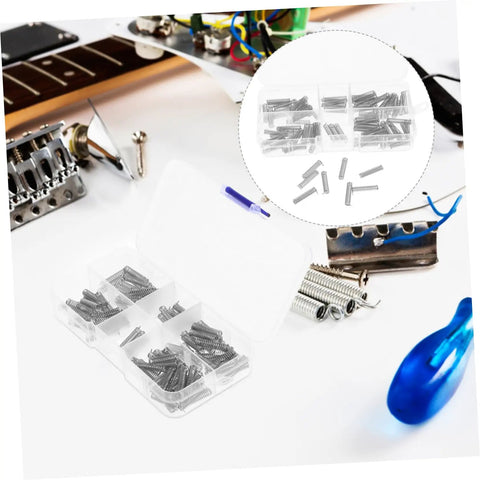 Get Your Hands On These 100 Pc Mini Stainless Steel Compression Springs, A Total Badass Kit For DIY Mechanics And Home Repairs That Makes Fixing Doors Cars And Metal Gadgets Super Easy And Quick. clear plastic box with 100 silver mini compression springs