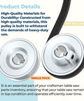 Two And A Half Inch Table Saw Pulley With Keys For Five Eighth Inch Keyed Shaft Fits Ten Inch Contractor Saw Durable Beefy Belt Drive Upgrade For Smooth Precision And Long Life Ready To Install, silver pulley on belt drive