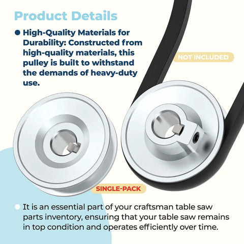 Two And A Half Inch Table Saw Pulley With Keys For Five Eighth Inch Keyed Shaft Fits Ten Inch Contractor Saw Durable Beefy Belt Drive Upgrade For Smooth Precision And Long Life Ready To Install, silver pulley on belt drive