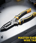 2 Pack 8 In 1 Wire Strippers With Crimper And Cutter Built In Chrome Vanadium Steel Body For Electricians Heavy Duty Multi Purpose Hand Pliers on a toolbox.