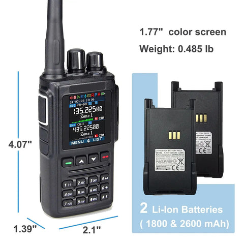Dual Band DMR Handheld Radio AT-D168UV VHF/UHF Digital Transceiver with two batteries and color screen