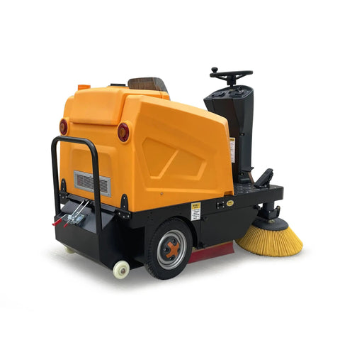 Heavy Duty Ride On Floor Sweeper For Warehouse Cleaning With 107K Sq Ft Per Hour Efficiency. Super Effective Industrial Cleaning Machine For Factories Streets And Large Area Maintenance Tasks Today