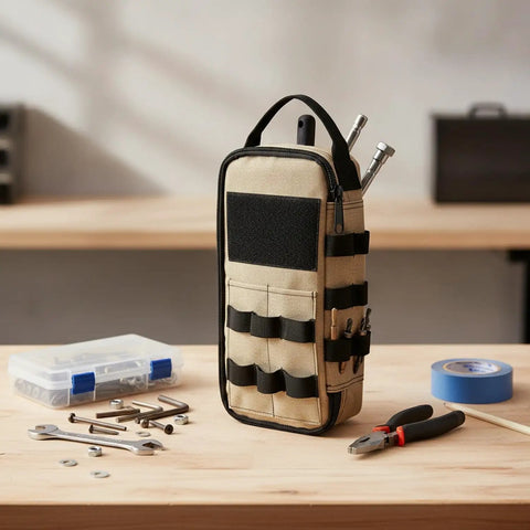 1 Pack Tool Storage Bag Portable Oxford Cloth Organizer for Small Hand Tools and Hardware Compact Workbench Caddy in workspace