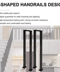 Slick Matte Black U Shaped Stair Handrail Double Pack With Ergonomic Grip For Indoor Steps solid iron structure with nonskid grip design.