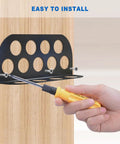 Hadwoer Cable Chase Wire Bracket 10 Pack NM Cable Organizer with 13 holes being installed on wood surface.