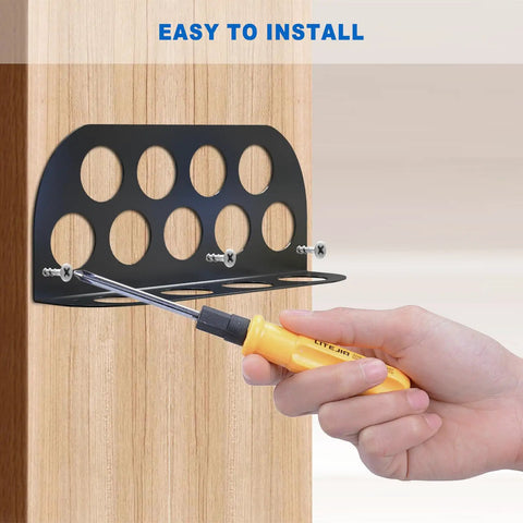 Hadwoer Cable Chase Wire Bracket 10 Pack NM Cable Organizer with 13 holes being installed on wood surface.