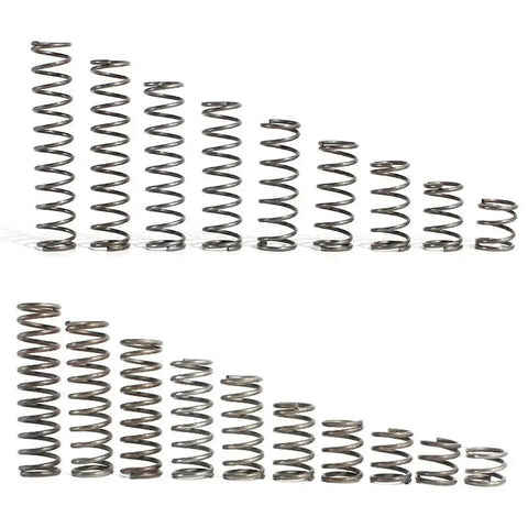 Dope 10 Pack Y Type Compression Springs Made From Tough 65Mn Spring Steel For Heavy Duty Repairs And Custom Builds With Superb Durability Plus Standard 50mm Length That Fits Just About Everything You Gotta Fix Or Build Today Like A Total Boss arranged in two rows with various heights.