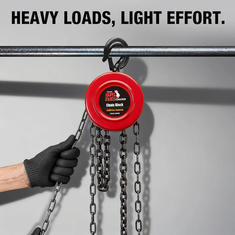 Heavy Duty 3 Ton Manual Chain Hoist With 6000 Lb Capacity And 10 Foot Travel, showcasing alloy steel construction and a chain block.