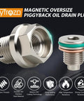 Badass M14.1x1.5 Magnetic Piggyback Oil Drain Plug With 304 Stainless Steel And Self Tapping Thread Repair Kit for automotive pans.