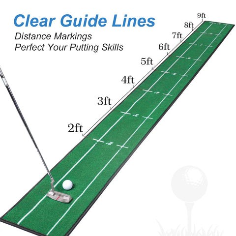 Indoor Outdoor Golf Putting Mat Pro Practice Green With Distance Markers Anti Slip Backing Portable Training Aid Nine Point Two Feet