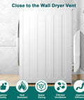 No Sweat Adjustable Telescoping Periscope Dryer Vent With Four Inch Stainless Steel Slim Flat Flex Hose installed close to the wall.