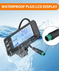 Waterproof 5 Pin E Bike Display For 24V 36V 48V Systems With G51 Color LCD Screen showing speed and odometer.