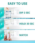 Instructions for Big Time 16 In 1 Drinking Water Testing Kit: dip, hold, and match water test strips.