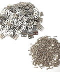Rock Solid 100 Piece Mini Metal Hinges 10 X 8mm 180 Degree Smooth Swinging Hardware For Jewelry Chests Dollhouse Cabinets And Diy Woodworking With Screws Included, showing hinges and screws.