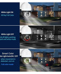 Top Notch 4K Ip Ptz Security Camera With 30X Optical Zoom showing white light on, off, and smart color modes for surveillance.