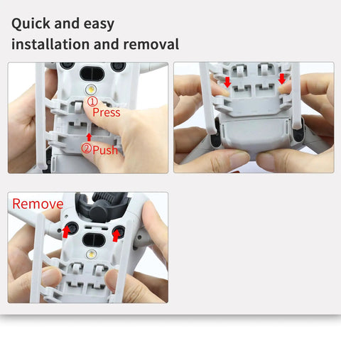 Quick installation of DJI Mini 4 Pro Landing Gear With Foldable Legs And 30mm Extension Feet Keeps Gimbal Safe During Takeoff