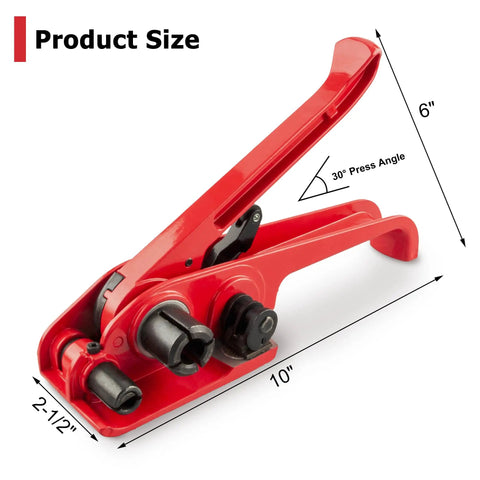 Heavy Duty Poly Strapping Tensioner With Cutter For One Half To Three Quarters Inch PET And PP Straps, Red, 10 Pack