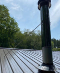 Kickass Durability Stainless Steel Chimney Support Bracket With No Sweat Setup For Ventilation Duct And Wood Burner featuring a vertical flue mount.