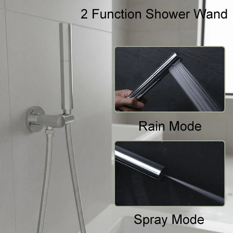 Chrome Brass Handheld Shower Head With High Pressure 2 Function Sprayer 7 Inch Head 59 Inch Hose And Wall Bracket