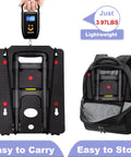 Jogtlyer folding hand truck, black with four swivel wheels, compact for luggage and travel.