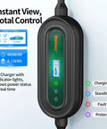 Level 2 EV Charger 40A 9.6kW Fast Charging With Adjustable Amperage And Bright LED Display showing charging status and indicator lights.