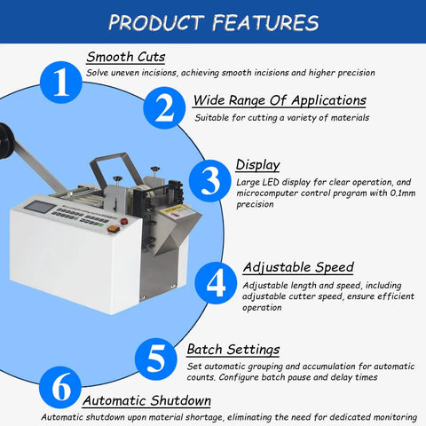 Product features of Automatic Microcomputer Heat Shrink Tube Cutter Machine Offering 0.1 Mm Precision Pipe Cutting.