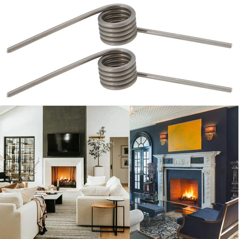 Beefy Torsion Springs Set For Fireplaces With Sliding Doors, 4 Pack, showing spring detail and elegant fireplaces