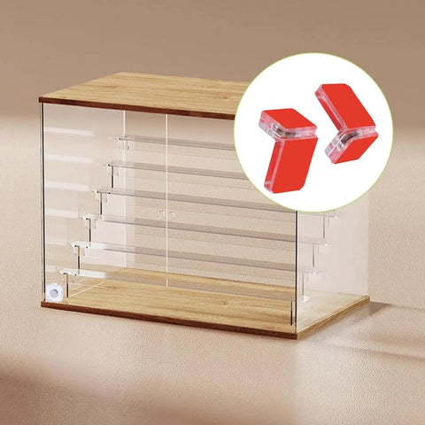 16 Sets L Shaped Magnetic Cabinet Door Catches With Self Adhesive Acrylic Closure shown on a glass cabinet