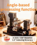 4 Axis Mini Metal Lathe 60W High Speed Machine For Precision Machining Soft Metals Wood Acrylic And Plastic showing angle-based processing feature.