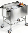Ice Bin Cart With Wheels For Outdoor Parties And Patio Events A Portable Insulated Cooler Cart On The Go With Sliding Lid Removable Handle And Drain Pipe Large Capacity Ice Storage Bin For Easy Party Prep.