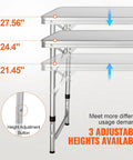 Camping Kitchen Station With Three Adjustable Heights showing aluminum frame and height adjustment options.